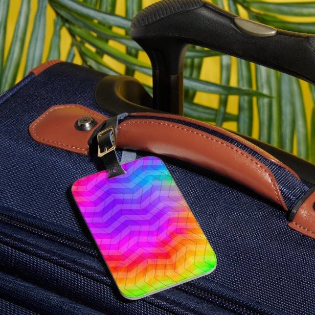 Etiqueta De Bagagem Neon Rainbow Herringbone Gift Bag (Frente Insitu 1)