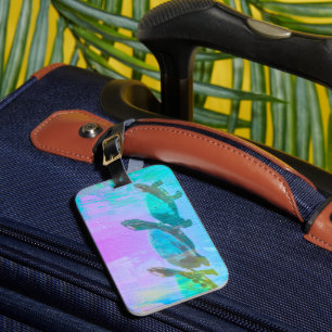 Etiqueta De Bagagem Neon Turtle