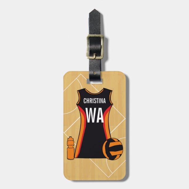 Etiqueta De Bagagem Netball personalizado original (Frente Vertical)