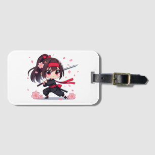 Etiqueta De Bagagem Ninja guerreira bonita floresce