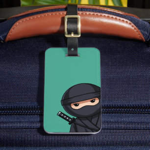 Etiqueta De Bagagem Ninja Guerreiro Sorrateiro no Verde