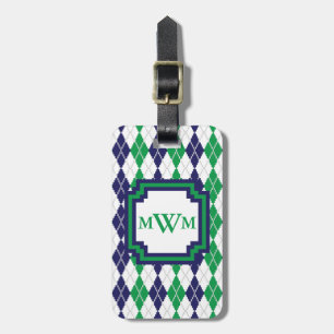 Etiqueta De Bagagem No Tag verde da bagagem de Argyle