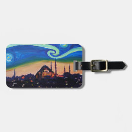 Etiqueta De Bagagem Noite estrelado em Istambul Turquia