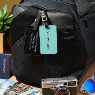 Etiqueta De Bagagem Noiva Azul Teal Festa de Chuveiro Personalizada