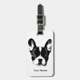 Etiqueta De Bagagem Nome bonito do costume da cara do cão do buldogue