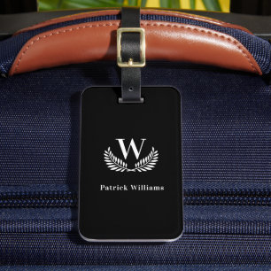 Etiqueta De Bagagem Nome clássico das iniciais do monograma branco pre