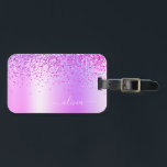 Etiqueta De Bagagem Nome com Monograma de Metal Brilho Roxo<br><div class="desc">Etiqueta para Mala ou Bolsa com Monograma e Inicial em Metal Brilhante com Brilho Roxo Falso. Isso faz o presente perfeito para aniversário de 16 anos,  casamento,  chá de noiva,  aniversário de casamento,  chá de bebê ou festa de despedida de solteira para alguém que ama luxo e estilos chiques.</div>