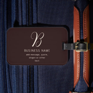 Etiqueta De Bagagem Nome Comercial Elegante Moderno Monograma Marrom
