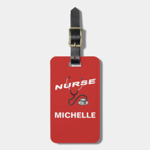 Etiqueta De Bagagem Nome da enfermeira personalizada RED