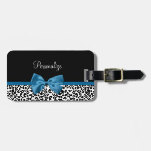 Etiqueta De Bagagem Nome da Menina Leopard Impressão Bonito Cobalt Bl