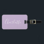 Etiqueta De Bagagem Nome da Tipografia de Script Moderno - Simple Orch<br><div class="desc">Nome da Tipografia de Script Minimalista na Etiqueta de Bagagem de Sangue Orquídeo</div>