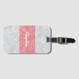 Etiqueta De Bagagem Nome de Aquarela da Cinza Rosa-Rosa-Rosa