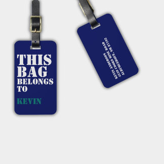 Etiqueta De Bagagem Nome de Atenção de Bag Endereço Azul Personalizado