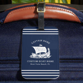 Etiqueta De Bagagem Nome de Barco Personalizado Moderno Náutico & Logo