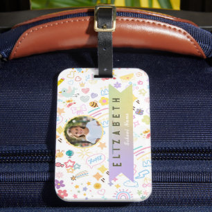 Etiqueta De Bagagem Nome de Criança Personalizado Fofo e Foto Criança