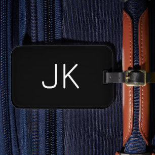 Etiqueta De Bagagem Nome de iniciais minimalista personalizável