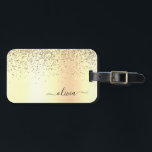 Etiqueta De Bagagem Nome do Glam do Monograma Dourado Glitter Metal<br><div class="desc">Folha Dourada Folha Metálica Espessante Metálico Esmagada Monograma Nome e Marca Inicial ou Bagagem. Isto faz o doce e perfeito aniversário de 16 anos,  casamento,  chá de panela,  aniversário,  chá de fraldas ou festa de solteira presente para alguém que ama luxo de luxo e estilos quíticos.</div>