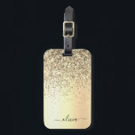 Etiqueta De Bagagem Nome do Glam do Monograma Dourado Glitter Metal<br><div class="desc">Folha Dourada Folha Metálica Espessante Metálico Esmagada Monograma Nome e Marca Inicial ou Bagagem. Isto faz o doce e perfeito aniversário de 16 anos,  casamento,  chá de panela,  aniversário,  chá de fraldas ou festa de solteira presente para alguém que ama luxo de luxo e estilos quíticos.</div>