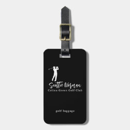 Etiqueta De Bagagem Nome do Golfista Preto e Branco 