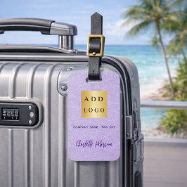 Etiqueta De Bagagem Nome do logotipo da empresa de couro roxo violeta