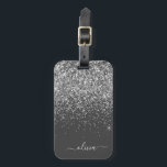 Etiqueta De Bagagem Nome do Monograma da Girly Glitter Sparkle Cinza S<br><div class="desc">Cinzas de Prata e Carvão (Cinzas) Minúsculo Glitter Nome do Monograma e Travesseiro Inicial. A etiqueta da mala de bagagem faz o doce doce presente de 16 anos,  casamento,  chá de panela,  chá de fraldas ou festa de solteira para alguém que decorou seu quarto em estilo.</div>