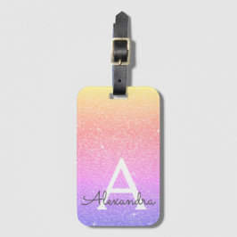 Etiqueta De Bagagem Nome do Monograma da Glitter Glitter Púrpura Cor-d