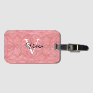 Etiqueta De Bagagem Nome do Monograma de Aquarela Rosa Ruddy