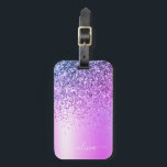 Etiqueta De Bagagem Nome do Monograma de Metal com Glitter Puro<br><div class="desc">Folha fina Roxa Folha Metálica Espumante Metálico Esmagada Monograma Nome e Marca Inicial ou Bagagem. Isto faz o doce e perfeito aniversário de 16 anos,  casamento,  chá de panela,  aniversário,  chá de fraldas ou festa de solteira presente para alguém que ama luxo de luxo e estilos quíticos.</div>