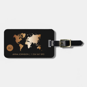 Etiqueta De Bagagem Nome do Monograma do Mapa Mundial do Gradiente Dou