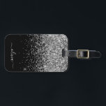 Etiqueta De Bagagem Nome do Monograma do Sparkle Glitter Negra<br><div class="desc">Nome do Monograma e Travesseiro Inicial do Silver e do Sparkle Negro. A etiqueta da mala de bagagem faz o doce doce presente de 16 anos,  casamento,  chá de panela,  chá de fraldas ou festa de solteira para alguém que decora seu quarto em estilo.</div>
