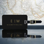 Etiqueta De Bagagem Nome do Monograma Dourado Minimalista Negro Clássi<br><div class="desc">Eleve sua experiência de viagem com nossa Tag de bagagem monográfica clássica e moderna minimalista e elegante. Esse acessório meticulosamente projetado combina elegância de eterno com minimalismo contemporâneo, garantindo que sua bagagem se destaca com sofisticação. Feito com precisão e atenção aos detalhes, esta etiqueta de bagagem é mais do que...</div>