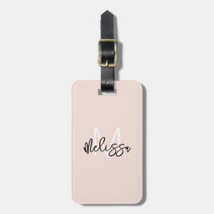 Etiqueta De Bagagem Nome do Monograma Minimalista Elegante Personaliza