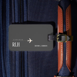Etiqueta De Bagagem Nome do passageiro de Cinza escura Viagem minimali