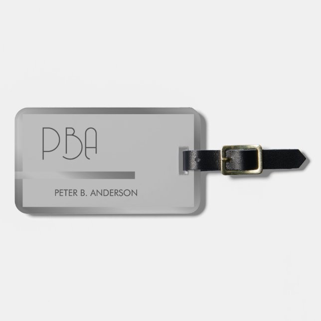 Etiqueta De Bagagem Nome dos monogramas metálicos das pratas elementar (Frente Horizontal)