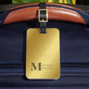 Etiqueta De Bagagem Nome Dourado Metálico Elegante moderno