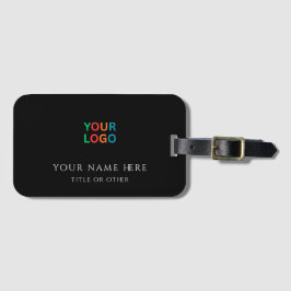 Etiqueta De Bagagem Nome e logotipo personalizados pretos