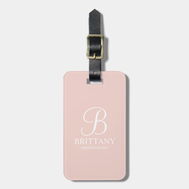 Etiqueta De Bagagem Nome e Monograma da Bridesmaid Personalizada (Frente Vertical)