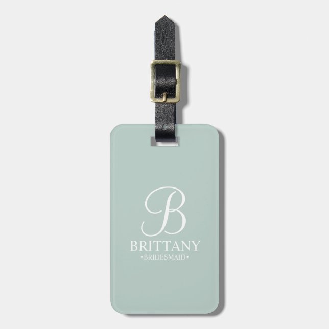 Etiqueta De Bagagem Nome e Monograma da Bridesmaid Personalizada (Frente Vertical)