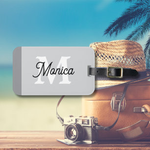Etiqueta De Bagagem Nome inicial personalizado simples Monograma moder