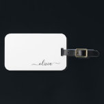 Etiqueta De Bagagem Nome Moderno do Monograma de Script Girassol Negro<br><div class="desc">Monograma Preto Adicione seu próprio nome Saco de bagagem A etiqueta de sacola faz o doce e perfeito presente de 16 anos,  casamento,  chá de panela,  chá de fraldas ou festa de solteira para alguém que decora seu quarto em estilo.</div>