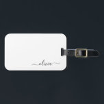 Etiqueta De Bagagem Nome Moderno do Monograma de Script Girassol Negro<br><div class="desc">Monograma Preto Adicione seu próprio nome Saco de bagagem A etiqueta de sacola faz o doce e perfeito presente de 16 anos,  casamento,  chá de panela,  chá de fraldas ou festa de solteira para alguém que decora seu quarto em estilo.</div>