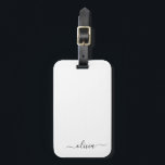 Etiqueta De Bagagem Nome Moderno do Monograma de Script Negra Branca<br><div class="desc">Monograma Silver e Branco Adicionar seu próprio Travesseiro de Assinatura de Script de Nome. A etiqueta de mala faz o doce doce presente de 16 anos,  casamento,  chá de panela,  chá de fraldas ou festa de solteira para alguém que ama um estilo elegante e moderno.</div>