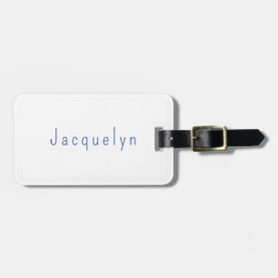 Etiqueta De Bagagem Nome moderno elegante e elegante azul minimalista