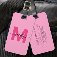Nome Monograma Personalizado Moderno Cor-de-Rosa F