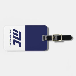 Etiqueta De Bagagem Nome Monogramado Azul Moderno Simples e Destacado