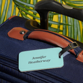 Etiqueta De Bagagem Nome personalizado azul aqua minimalista