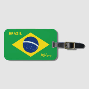 Etiqueta De Bagagem Nome Personalizado Bandeira do Brasil