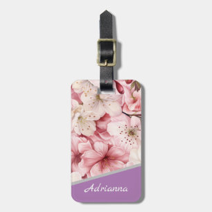 Etiqueta De Bagagem Nome personalizado Belo Sakura Flor Rosa