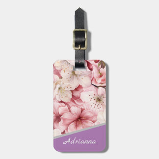 Etiqueta De Bagagem Nome personalizado Belo Sakura Flor Rosa