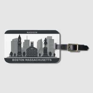 Etiqueta De Bagagem Nome Personalizado Boston Massachusetts